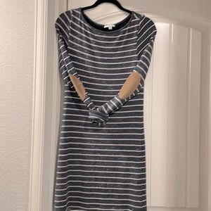 Anthro Sopraso Sz M Tunic Heather striped w/ suede elbow patches fits perfectly!